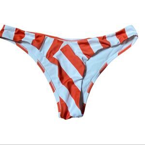 Zaful Red and White Striped Bikini Bottom Women's Size Small